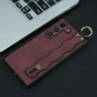 For Samsung Galaxy S22+ 5G Wavy Wristband Bracket TPU Phone Case(Wine Red) - 1