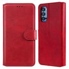 For OPPO Reno4 Pro 5G Classic Calf Texture PU + TPU Horizontal Flip Leather Case, with Holder & Card Slots & Wallet(Red) - 1