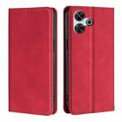 For Redmi 13 4G Skin Feel Magnetic Leather Phone Case(Red) - 1