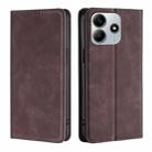 For Redmi Note 14 5G Skin Feel Magnetic Leather Phone Case(Dark Brown) - 1