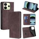 For Redmi Note 14 4G 163.25mm Skin Feel Magnetic Leather Phone Case(Dark Brown) - 1