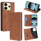 For Redmi Note 14 4G 163.25mm Skin Feel Magnetic Leather Phone Case(Light Brown) - 1