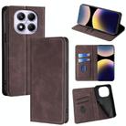 For Redmi Note 14 Pro 4G Skin Feel Magnetic Leather Phone Case(Dark Brown) - 1