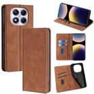 For Redmi Note 14 Pro 4G Skin Feel Magnetic Leather Phone Case(Light Brown) - 1