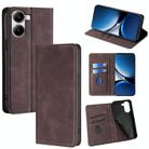 For Redmi Turbo 4 Skin Feel Magnetic Leather Phone Case(Dark Brown) - 1