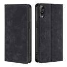 For Rakuten Hand 5G Skin Feel Magnetic Leather Phone Case(Black) - 1