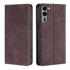 For Fujitsu Arrows We2 Plus Skin Feel Magnetic Leather Phone Case(Dark Brown) - 1