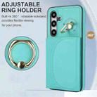 For Samsung Galaxy S25 5G Ring Holder Card Bag Skin Feel Phone Case(Green) - 2