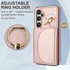 For Samsung Galaxy S25 5G Ring Holder Card Bag Skin Feel Phone Case(Rose Gold) - 2