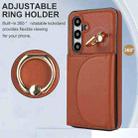 For Samsung Galaxy S25 5G Ring Holder Card Bag Skin Feel Phone Case(Brown) - 2