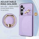 For Samsung Galaxy S25 5G Ring Holder Card Bag Skin Feel Phone Case(Purple) - 2