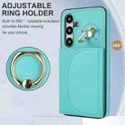For Samsung Galaxy S25+ 5G Ring Holder Card Bag Skin Feel Phone Case(Green) - 2