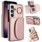 For Samsung Galaxy S25+ 5G Ring Holder Card Bag Skin Feel Phone Case(Rose Gold) - 1