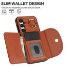 For Samsung Galaxy S25+ 5G Ring Holder Card Bag Skin Feel Phone Case(Brown) - 3