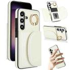 For Samsung Galaxy S25+ 5G Ring Holder Card Bag Skin Feel Phone Case(White) - 1