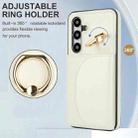 For Samsung Galaxy S25+ 5G Ring Holder Card Bag Skin Feel Phone Case(White) - 2