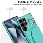 For Samsung Galaxy S25 Ultra 5G Ring Holder Card Bag Skin Feel Phone Case(Green) - 3