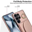 For Samsung Galaxy S25 Ultra 5G Ring Holder Card Bag Skin Feel Phone Case(Rose Gold) - 3