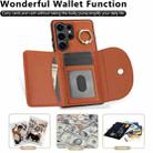 For Samsung Galaxy S25 Ultra 5G Ring Holder Card Bag Skin Feel Phone Case(Brown) - 2