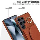 For Samsung Galaxy S25 Ultra 5G Ring Holder Card Bag Skin Feel Phone Case(Brown) - 3
