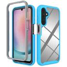 For Samsung Galaxy A25 5G Starry Sky Solid Color Shockproof TPU Clear PC Phone Case(Sky Blue) - 1