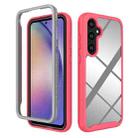 For Samsung Galaxy A55 5G Starry Sky Solid Color Shockproof TPU Clear PC Phone Case(Pink) - 1