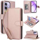 For OPPO A3 4G / 5G Global / A3X 4G / 5G India Multi-Card Wallet RFID Leather Phone Case(Rose Gold) - 1