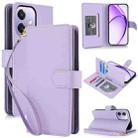 For OPPO A3 4G / 5G Global / A3X 4G / 5G India Multi-Card Wallet RFID Leather Phone Case(Light Purple) - 1