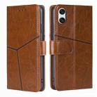 For Sony Xperia 10 VI Geometric Stitching Leather Phone Case(Light Brown) - 1