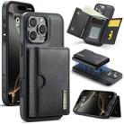 For iPhone 16 Pro Max DG.MING M6 Series RFID Tri-fold Card Bag Removable Leather Phone Case(Black) - 1