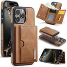 For iPhone 16 Pro Max DG.MING M6 Series RFID Tri-fold Card Bag Removable Leather Phone Case(Brown) - 1