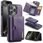 For iPhone 16 Pro Max DG.MING M6 Series RFID Tri-fold Card Bag Removable Leather Phone Case(Purple) - 1