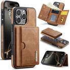 For iPhone 16 Pro DG.MING M6 Series RFID Tri-fold Card Bag Removable Leather Phone Case(Brown) - 1