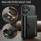 For iPhone 16 Plus DG.MING M6 Series RFID Tri-fold Card Bag Removable Leather Phone Case(Black) - 2