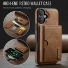 For iPhone 16 Plus DG.MING M6 Series RFID Tri-fold Card Bag Removable Leather Phone Case(Brown) - 2