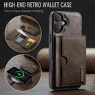 For iPhone 16 Plus DG.MING M6 Series RFID Tri-fold Card Bag Removable Leather Phone Case(Coffee) - 2