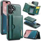 For iPhone 16 Plus DG.MING M6 Series RFID Tri-fold Card Bag Removable Leather Phone Case(Green) - 1