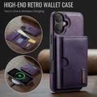 For iPhone 16 Plus DG.MING M6 Series RFID Tri-fold Card Bag Removable Leather Phone Case(Purple) - 2