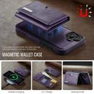 For iPhone 16 Plus DG.MING M6 Series RFID Tri-fold Card Bag Removable Leather Phone Case(Purple) - 3