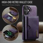 For iPhone 16 DG.MING M6 Series RFID Tri-fold Card Bag Removable Leather Phone Case(Purple) - 2