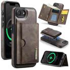 For iPhone 16e DG.MING M6 Series RFID Tri-fold Card Bag Removable Leather Phone Case(Coffee) - 1
