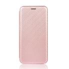 For Fujitsu Arrows 5G (F-51A) Carbon Fiber Texture Horizontal Flip TPU + PC + PU Leather Case with Card Slot(Pink) - 2