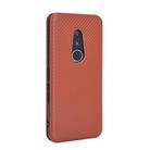 For Fujitsu Arrows Be4 (F-41A) Carbon Fiber Texture Horizontal Flip TPU + PC + PU Leather Case with Card Slot(Brown) - 3