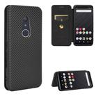 For Fujitsu Arrows Be4 (F-41A) Carbon Fiber Texture Horizontal Flip TPU + PC + PU Leather Case with Card Slot(Black) - 1