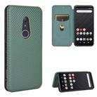 For Fujitsu Arrows Be4 (F-41A) Carbon Fiber Texture Horizontal Flip TPU + PC + PU Leather Case with Card Slot(Green) - 1