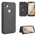 For Fujitsu Arrows RX (Arrows M05) Carbon Fiber Texture Horizontal Flip TPU + PC + PU Leather Case with Card Slot(Black) - 1