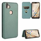 For Fujitsu Arrows RX (Arrows M05) Carbon Fiber Texture Horizontal Flip TPU + PC + PU Leather Case with Card Slot(Green) - 1