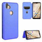 For Fujitsu Arrows RX (Arrows M05) Carbon Fiber Texture Horizontal Flip TPU + PC + PU Leather Case with Card Slot(Blue) - 1