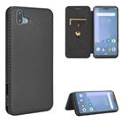 For Fujitsu Arrows U / 801FJ / Arrows J Carbon Fiber Texture Horizontal Flip TPU + PC + PU Leather Case with Card Slot(Black) - 1