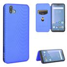 For Fujitsu Arrows U / 801FJ / Arrows J Carbon Fiber Texture Horizontal Flip TPU + PC + PU Leather Case with Card Slot(Blue) - 1